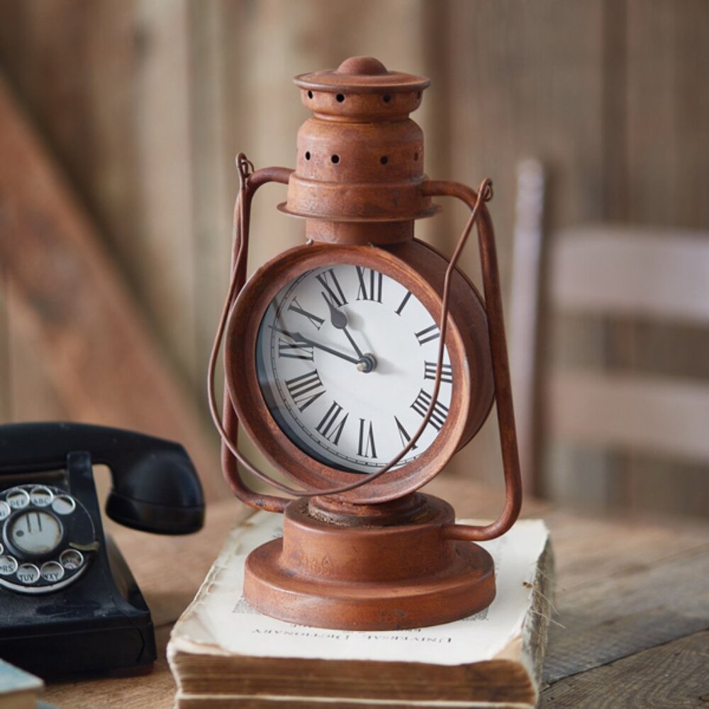 Vintage-Inspired new Lantern Clock in rustic tin